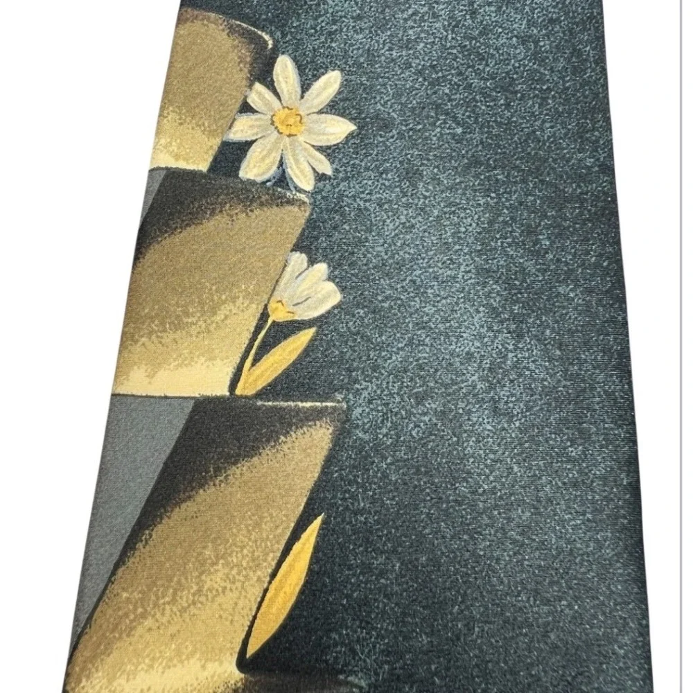 Ermenegildo‎ Zegna Silk Tie Geometric Gray Old Money Eclectic Grandpa Vtg 90's